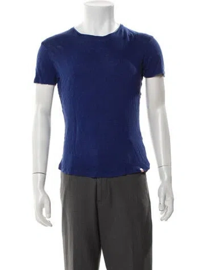Pre-owned Orlebar Brown Linen Crew Neck T-shirt In Blue