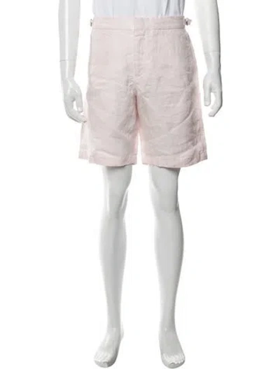 Pre-owned Orlebar Brown Linen Flat Front Shorts W/ Tags In Pink