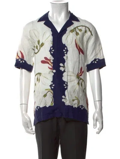 Pre-owned Orlebar Brown Linen Floral Print Shirt In Multicolor