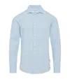 Orlebar Brown Giles Linen Textured Tailored Fit Button Down Shirt In Pale Blue