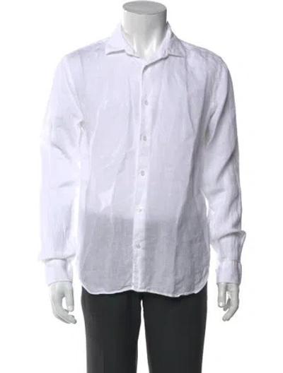 Pre-owned Orlebar Brown Linen Long Sleeve Dress Shirt In White