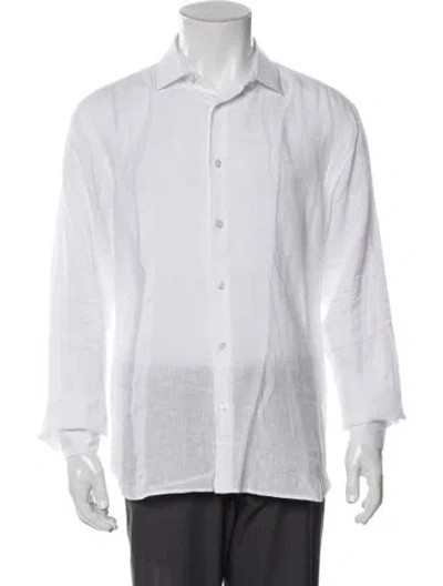 Pre-owned Orlebar Brown Linen Long Sleeve Dress Shirt In White