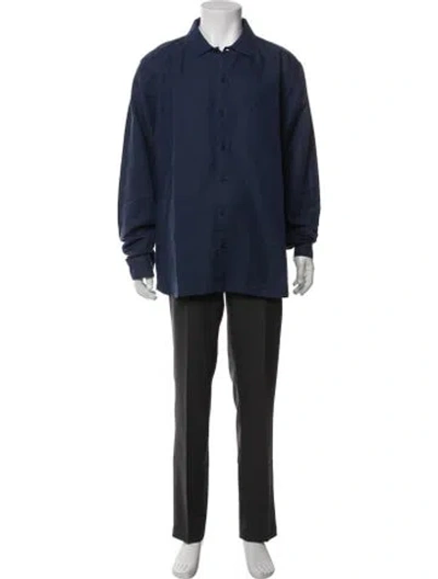 Pre-owned Orlebar Brown Linen Long Sleeve Shirt In Blue