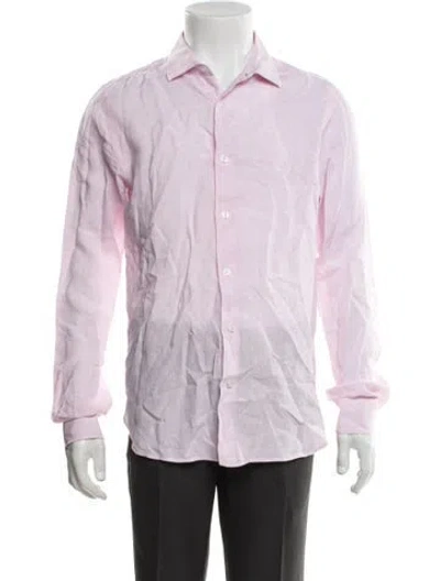 Pre-owned Orlebar Brown Linen Long Sleeve Shirt In Pink