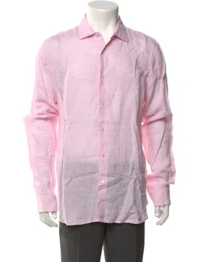 Pre-owned Orlebar Brown Linen Long Sleeve Shirt In Pink