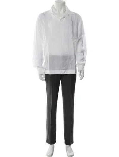 Pre-owned Orlebar Brown Linen Long Sleeve Shirt In White