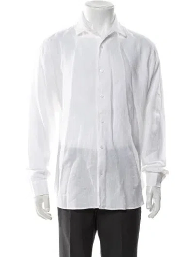 Pre-owned Orlebar Brown Linen Long Sleeve Shirt In White