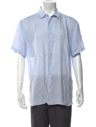 Pre-owned Orlebar Brown Linen Short Sleeve Dress Shirt In Blue