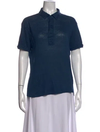 Pre-owned Orlebar Brown Linen Short Sleeve Polo In Blue