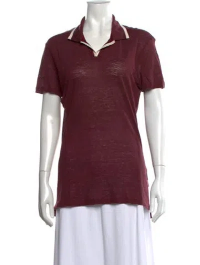 Pre-owned Orlebar Brown Linen Short Sleeve Polo In Burgundy