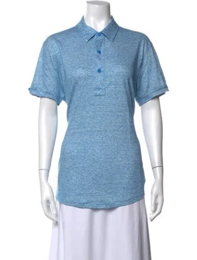 Pre-owned Orlebar Brown Linen Short Sleeve Polo W/ Tags In Blue