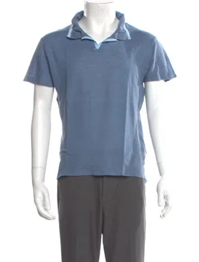 Pre-owned Orlebar Brown Linen Short Sleeve Shirt In Blue