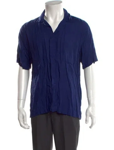 Pre-owned Orlebar Brown Linen Short Sleeve Shirt In Blue