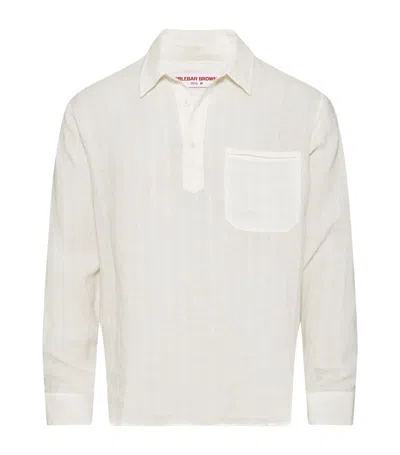 Orlebar Brown Linen Striped Shanklin Shirt In White