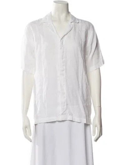 Pre-owned Orlebar Brown Linen V-neck Button-up Top In White