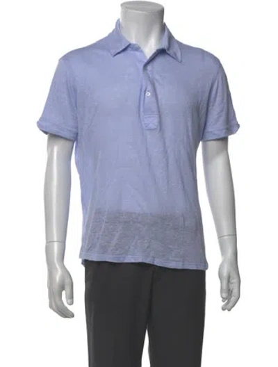 Pre-owned Orlebar Brown Linen V-neck Polo Shirt In Blue