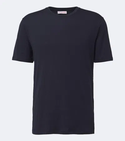 Orlebar Brown Linen-blend T-shirt In Blue