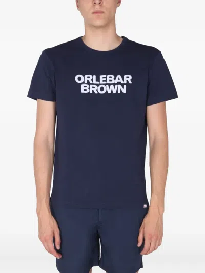 Orlebar Brown Classic Crew Neck T-shirt With Sponge Logo In Blue