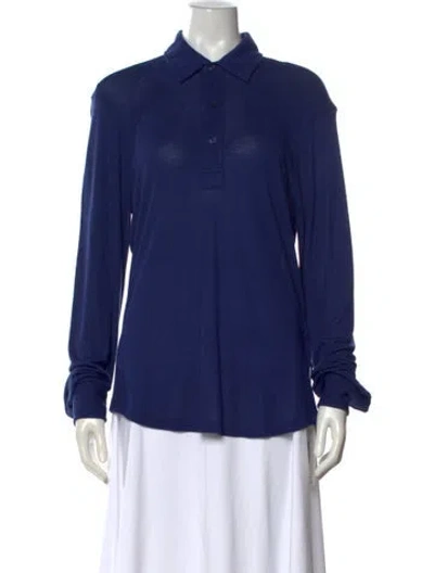 Pre-owned Orlebar Brown Long Sleeve Polo In Blue
