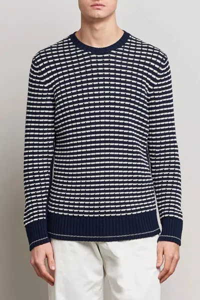 Orlebar Brown Lorca Organic Cotton Side Stripe Sweater In Night Iris/sea Mist In Multi