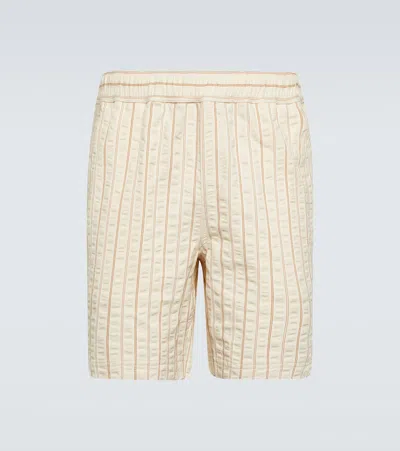 Orlebar Brown Louis Striped Cotton Shorts In White Sand
