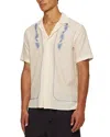 Orlebar Brown Maitan Anthinos Embroidered Cotton-jacquard Shirt In White Sand