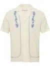 Orlebar Brown Maitan Anthinos Embroidered Cotton-jacquard Shirt In White