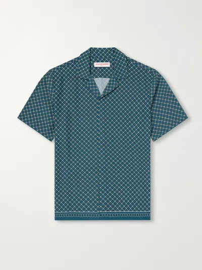 Orlebar Brown Maitan Camp-collar Printed Lyocell-poplin Shirt In Green