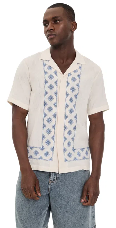 Orlebar Brown Maitan Embroidery Relaxed Fit Carnival Embroidery Shirt In White