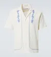 Orlebar Brown Maitan Anthinos Embroidered Cotton-jacquard Shirt In White