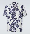 Orlebar Brown Maitan Floral Linen Bowling Shirt In Blue