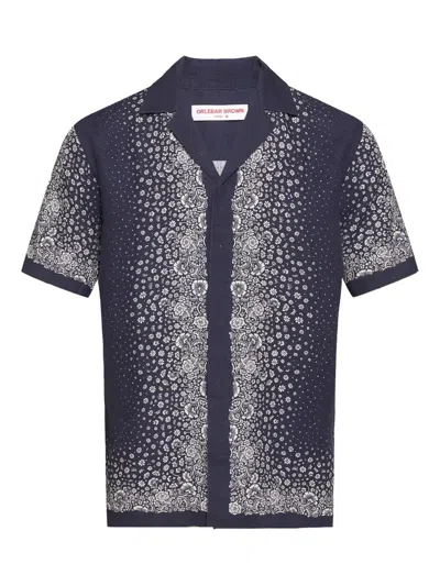 Orlebar Brown Maitan Floral-print Linen Shirt In Blue