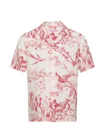 Orlebar Brown Maitan Floral-print Short-sleeved Linen Shirt In Neutral