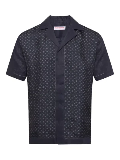 Orlebar Brown Maitan Geometric-print Shirt In Blue