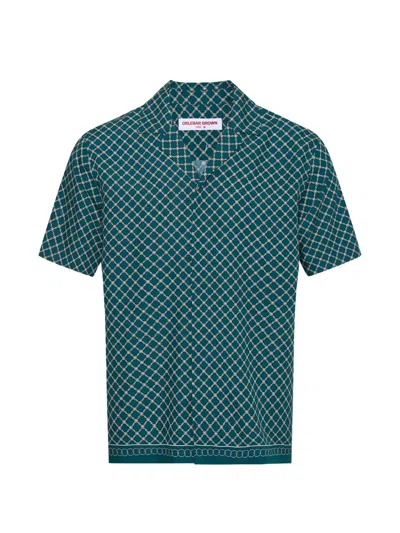 Orlebar Brown Maitan Camp-collar Printed Lyocell-poplin Shirt In Green