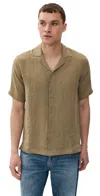 Orlebar Brown Maitan Ii Linen Shirt Agave In Green