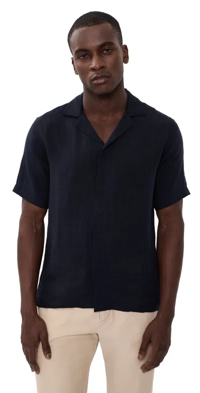 Orlebar Brown Maitan Ii Linen Shirt Night Iris In Blue