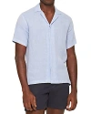 Orlebar Brown Maitan Ii Short Sleeve Button Front Shirt In Soft Blue
