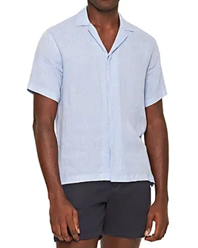 Orlebar Brown Maitan Ii Short Sleeve Button Front Shirt In Soft Blue