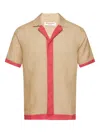 Orlebar Brown Maitan Linen Contrast-trim Shirt In Nude