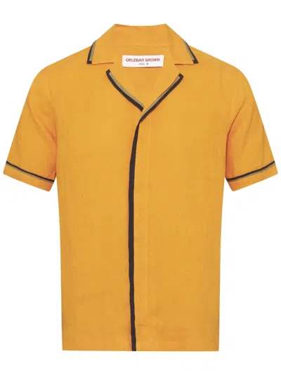 Orlebar Brown Maitan Linen Shirt In Orange
