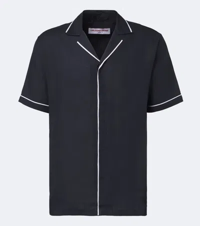 Orlebar Brown Maitan Linen Shirt In Black