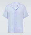 Orlebar Brown Maitan Ii Short Sleeve Button Front Shirt In Soft Blue