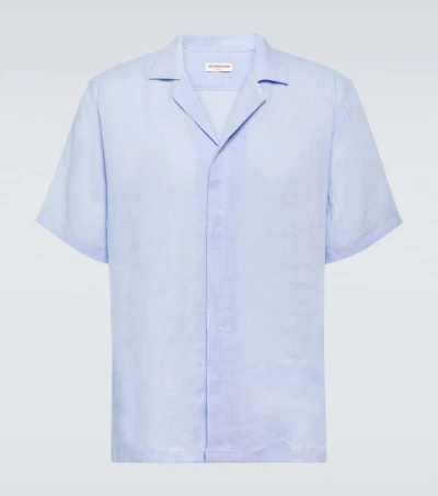 Orlebar Brown Maitan Linen Shirt In Soft Blue