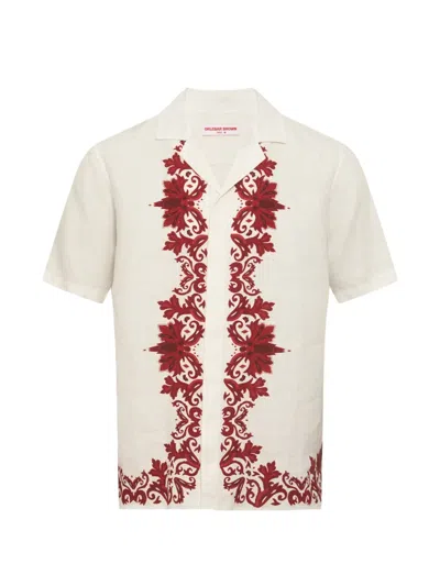 Orlebar Brown Maitan Linen Relaxed Fit Linen Mirabello Border Shirt In Multi