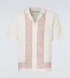 Orlebar Brown Mens Maitan Border-print Linen Shirt Dark Ruby In Brown