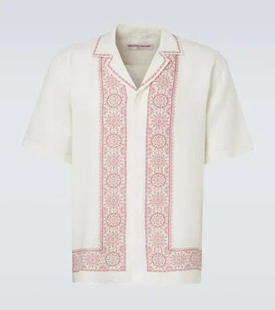 ORLEBAR BROWN MAITAN PRINTED LINEN BOWLING SHIRT
