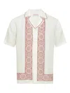 Orlebar Brown Mens Maitan Border-print Linen Shirt Dark Ruby In White