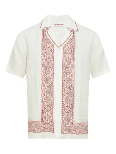 Orlebar Brown Maitan Printed Linen Shirt In White