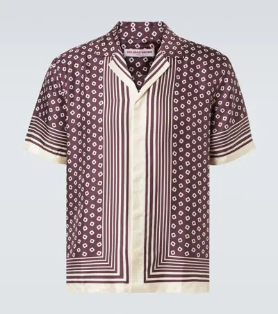 Orlebar Brown Maitan Printed Silk Shirt In Brown
